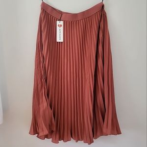 NWT Kate Kasin Women's High Waist Pleated A-Line Swing Skirt